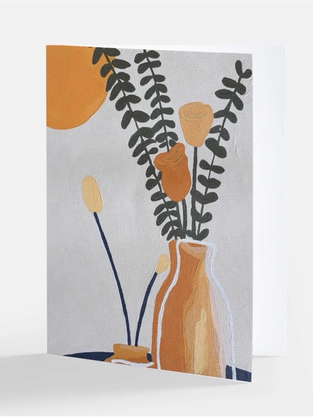Custom Abstract Mustard Floral Canvas Print - Card